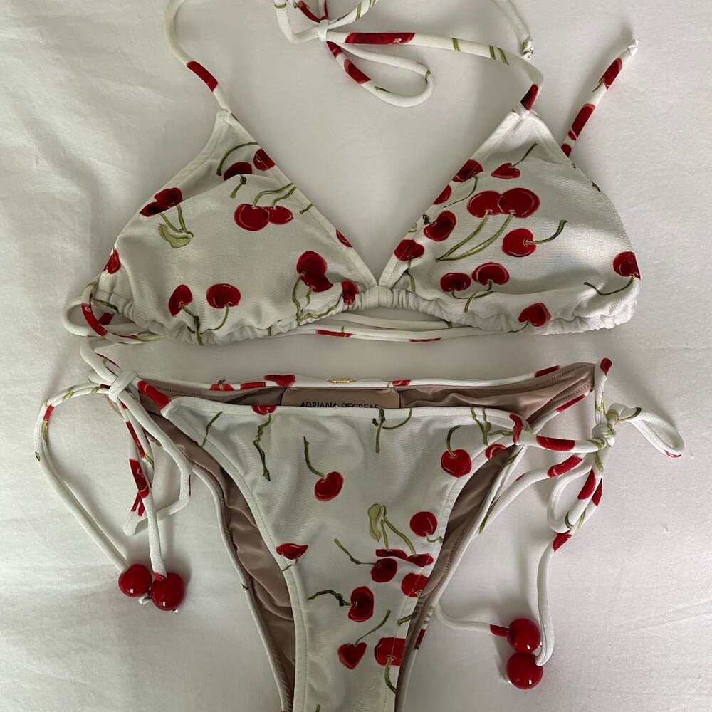 Adriana Degreas P/S Small - Cherry Bomb Triangle Bikini Top & Bottom, NEW - Picture 6 of 9